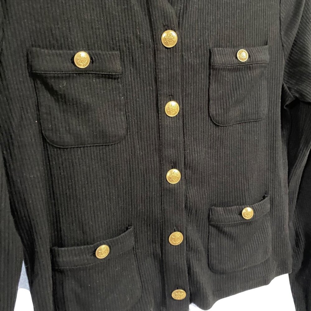 J. Crew Vintage Rib Lady Jacket Blouse Size M Black - Picture 2 of 7